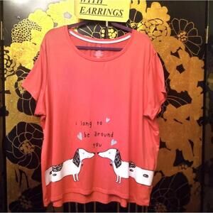 D73 2X Cozy Tee Top & Puppy Earrings